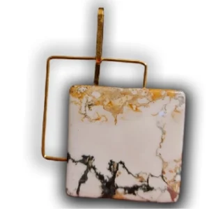 Medalha Porcelana c/suporte metal para fio